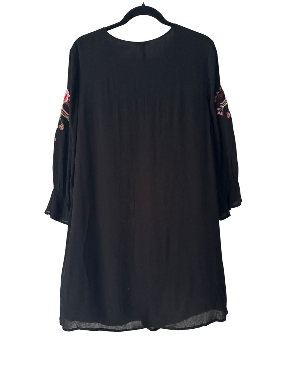 Umgee Black Long Sleeve Embroidered Floral Tunic Dress - Picture 4 of 4
